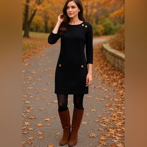 Sail to Sable Black Knit Sheath Dress – Size Small